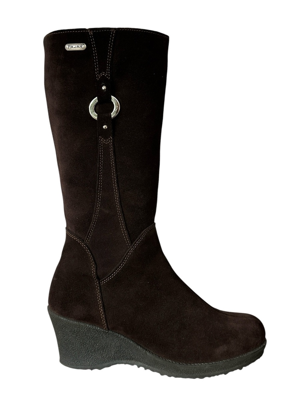 Pajar Canada Women's Suede Wedge Tall Winter Snow Boot Dark Brown EU 40 US 9